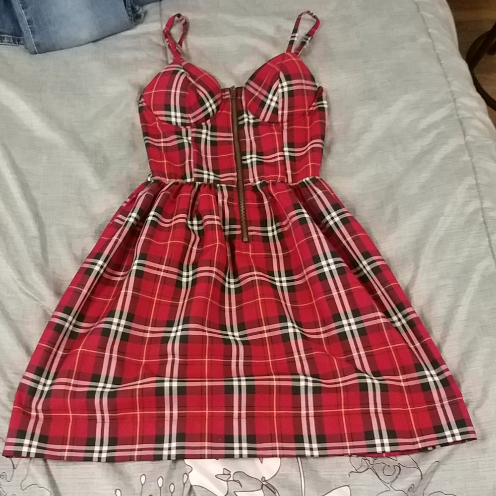 Red plaid dress